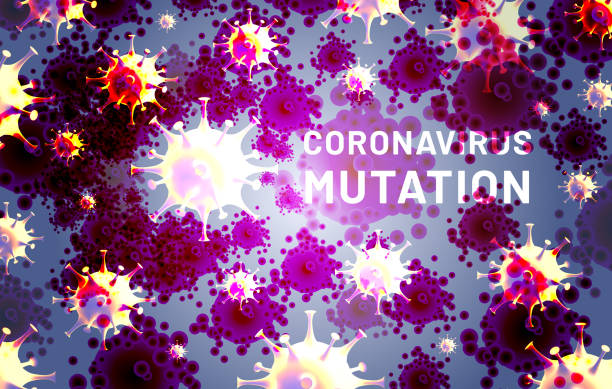 coronavirus mutation abstrakter hintergrund. neue stämme des virus. covid-19 breaking news konzept. bannerdesign mit abstrakten zellen von coronavirus, sars-cov-2, mikroben - coronavirus mutation stock-grafiken, -clipart, -cartoons und -symbole