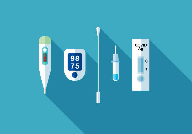 coronavirus-schnelltest-kit - corona test stock-grafiken, -clipart, -cartoons und -symbole