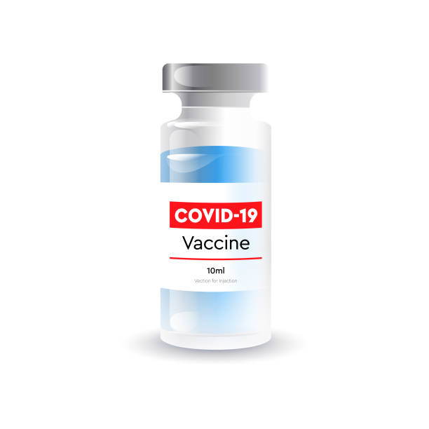 Coronavirus vaccine bottle Coronavirus vaccine bottle on white background covid vaccine stock illustrations