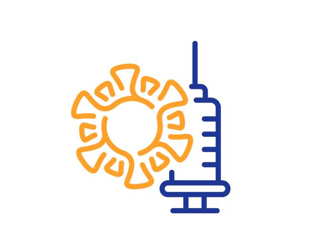 coronavirus aşı hattı simgesi. covid virüsü işareti. vektör - covid vaccine stock illustrations