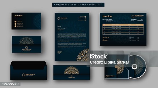 istock Corporate business brand identity design vector stationery, Business stationary collection 1297795303