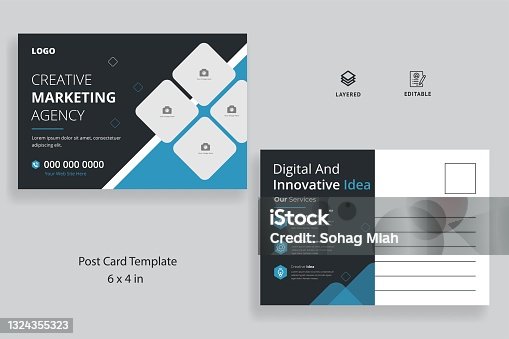 istock Corporate business postcard template with creative layout vector design 1324355323