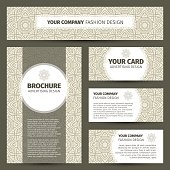Corporate identity grey design with indian pattern. Vector illustration