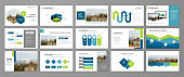 Blue and green abstract presentation slide templates. Infographic elements template  set for web, print, annual report brochure, business flyer leaflet marketing and advertising template. Vector Illustration