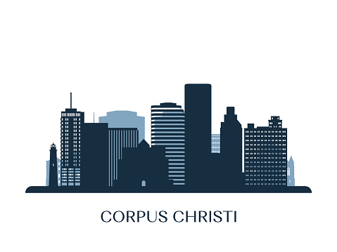 Corpus Christi Skyline Monochrome Silhouette Vector Illustration Stock