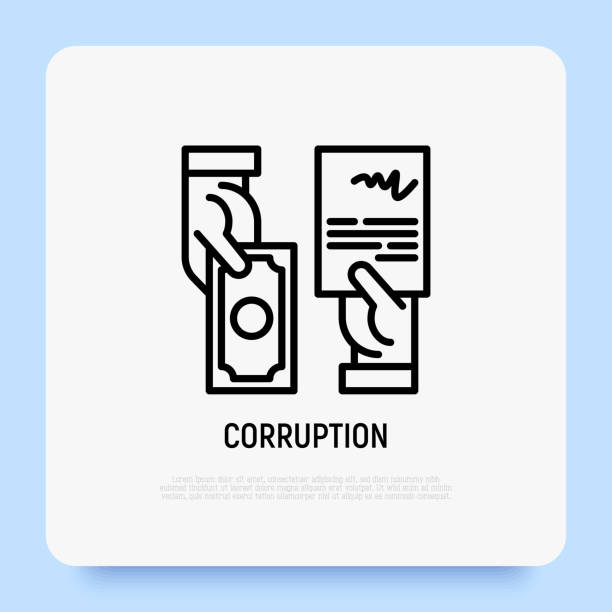 Corruption, bribe thin line icon, agreement in exchange of money. Modern vector illustration. vector art illustration