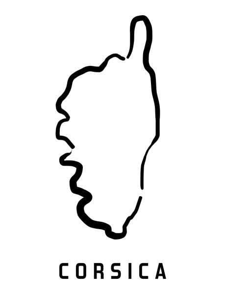 Corsica map shape Corsica map outline - smooth simplified island shape map vector. corsica stock illustrations