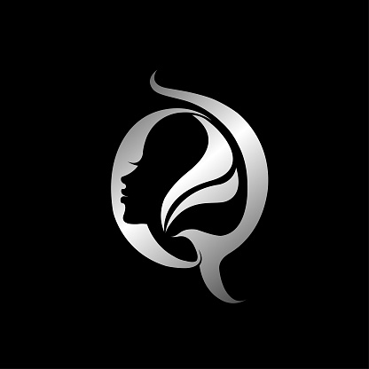 Cosmetics Beauty And Hair Salon Logo With Letter Q And Woman Portrait ...