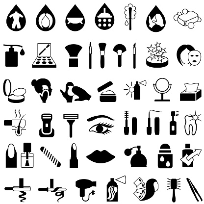 Cosmetics, Makeup and Beauty Products Icons