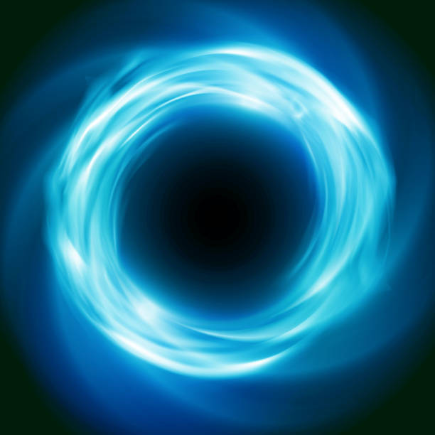 Cosmic vector background with blue glowing vortex Bright cosmic vector background with blue glowing vortex. Abstract astronomy wallpaper design with super nova or black hole black hole space stock illustrations