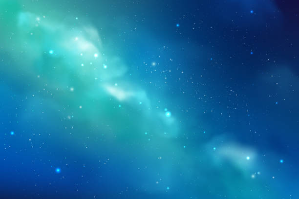 사실적인 스타 더스트와 코스모스 배경; 성운과 빛나는 별. 다채로운 은하계 배경입니다. - 오로라 현상 일러스트 stock illustrations