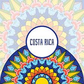 Costa Rica illustration vector. Decorated coffee carreta ornament wheel design for tourist symbols, souvenir card, banner or flyer.