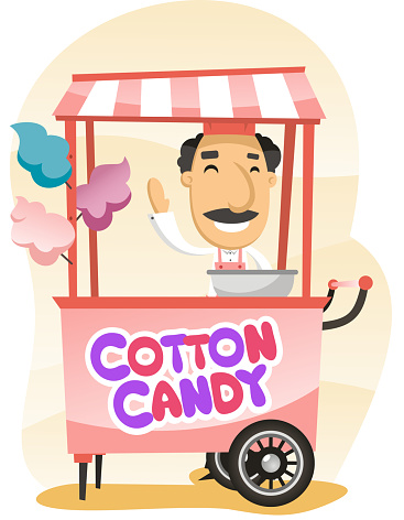 Cotton candy trolley street shop