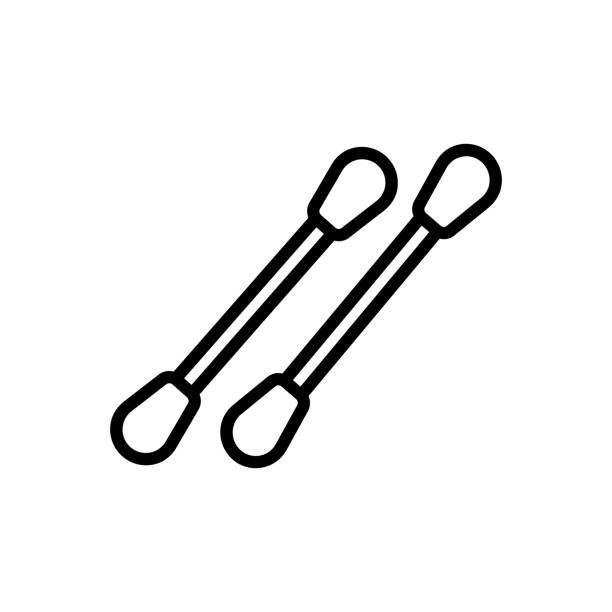 Cotton swabs Icon for cotton swabs, cotton, swabs, buds, care, ear buds, medical, cleaning, soft, hygiene, stick, rounded, double cotton stock illustrations