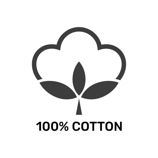 100% cotton - web black icon design. Natural fiber sign. Vector illustration. EPS 10 vector art illustration