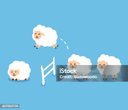 istock Counting Sheep illustration 607502734