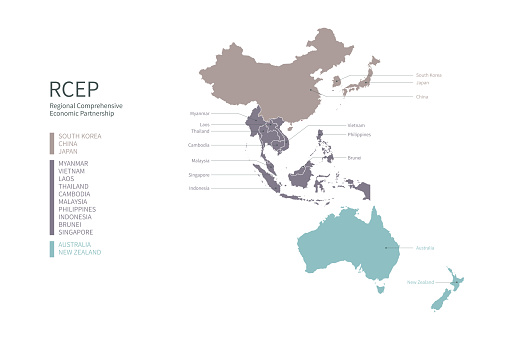RECP countries vector map. indo-pacific countries map.