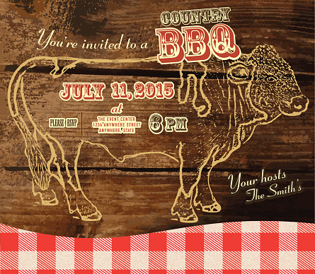 Country BBQ invitation design template