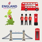 Country England travel vacation guide of goods, places and features. Set of Infographic Element / icon / Symbol , Vector Design