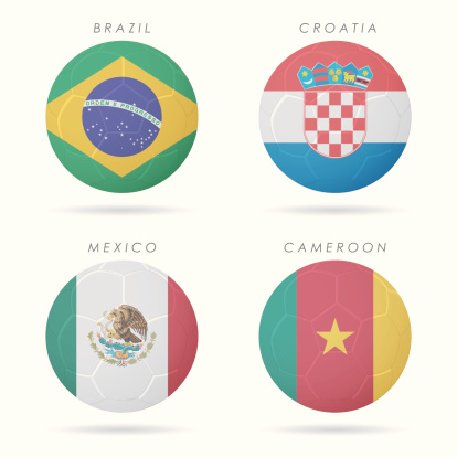 country flags on soccer ball illustration
