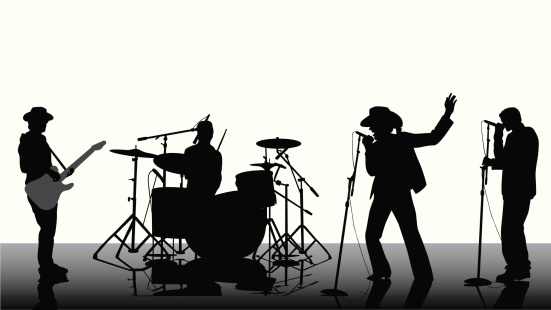 Country Rock Band Vector Silhouette