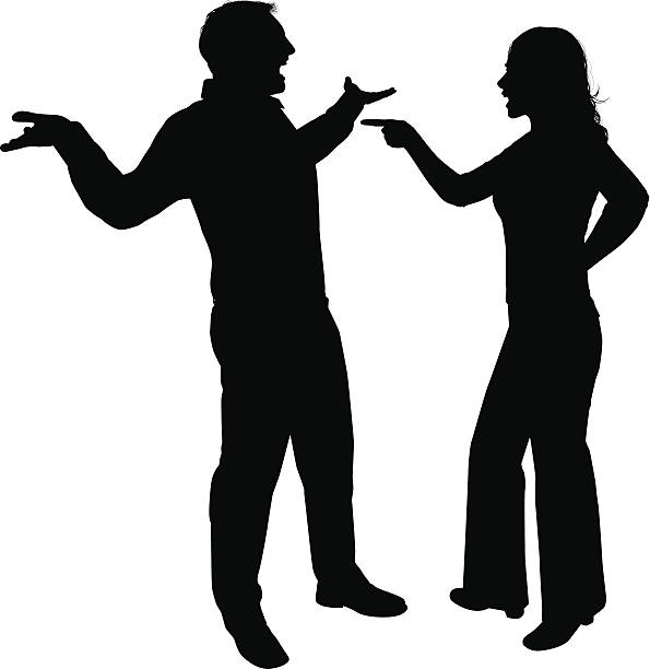 Couple Fighting Outline of a couple in a heated argument. Files included - ai (version 8 and CS3) and eps (version 8) divorce silhouettes stock illustrations