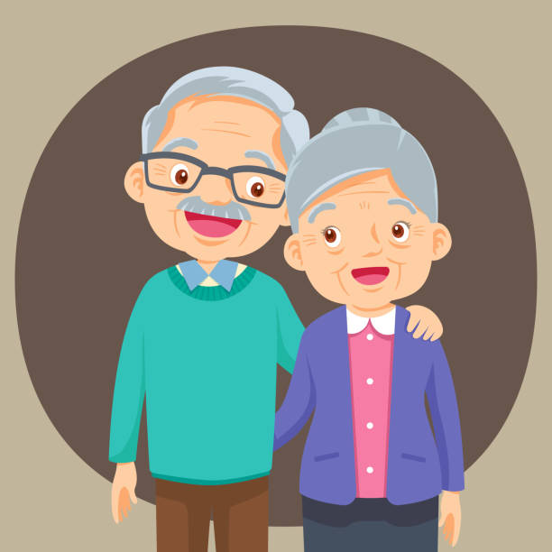 ilustrações, clipart, desenhos animados e ícones de pares de povos mais idosos - avós