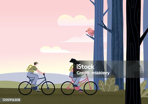 istock Couple riding bicycles 1205916308