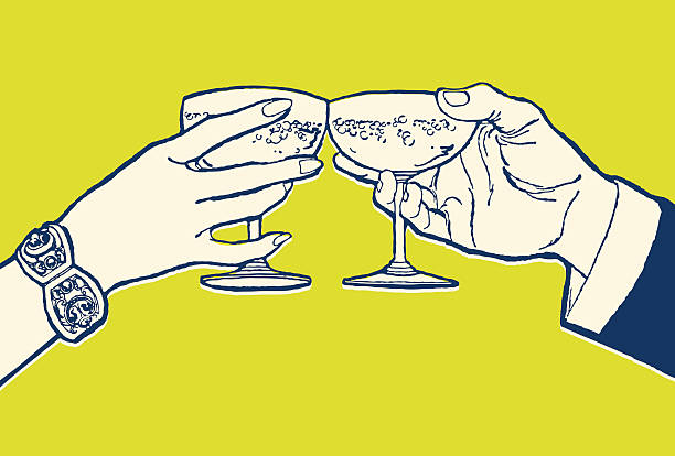 couple toasting with cocktails - 2015年 插圖 幅插畫檔、美工圖案、卡通及圖標