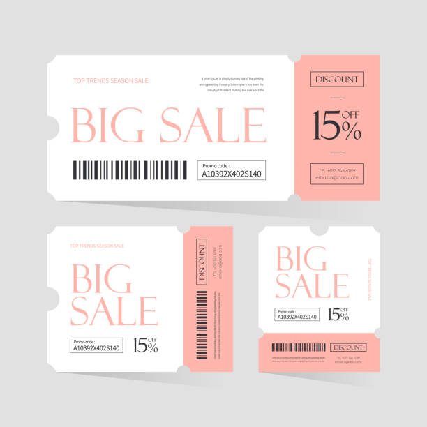 Coupon Ticket Card design. Element template for Graphic Design Vector Illustration. Coupon Ticket Card design. coupon illustrations stock illustrations