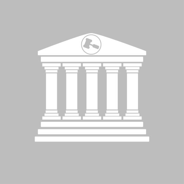 düz tasarım gri mahkeme bina cephe - supreme court stock illustrations