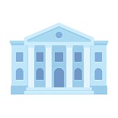 Courthouse or bank building flat icon. Classical style architecture. Simple and modern vector illustration.