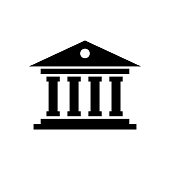 Courthouse icon flat vector simple isolated illustration signage template design trendy