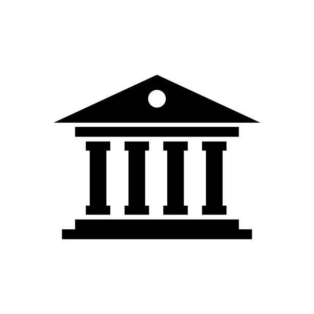 courthouse icon flache vektor vorlage design trendy - museum stock-grafiken, -clipart, -cartoons und -symbole