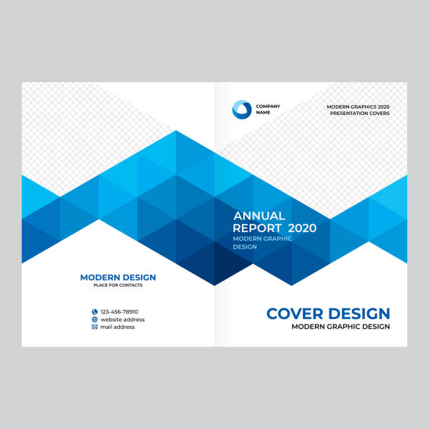 Cover design for presentations and advertising, creative layout of booklet cover, catalog, flyer, fashionable blue background for text and photo EPS 10 brochure cover stock illustrations