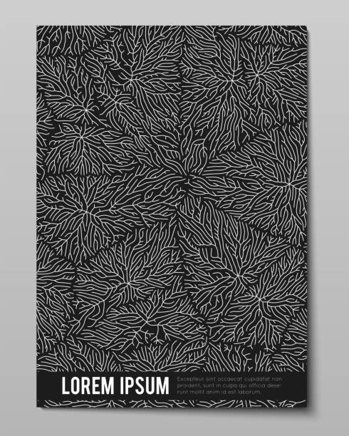 Cover with vector generative branch growth pattern. Lichen like organic structure with veins. Monocrome square biological net of vessels. Cover with vector generative branch growth pattern. Lichen like organic structure with veins. Monocrome square biological net of vessels growth patterns stock illustrations