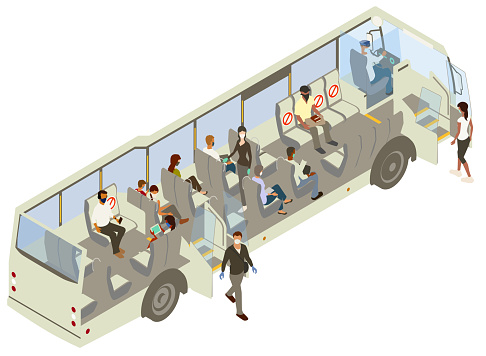 Covid bus cutaway illustration