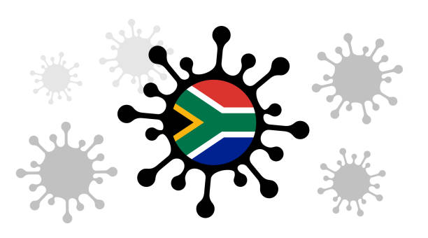 коронавирусная икона covid-19 и флаг южной африки - south africa covid stock illustrations