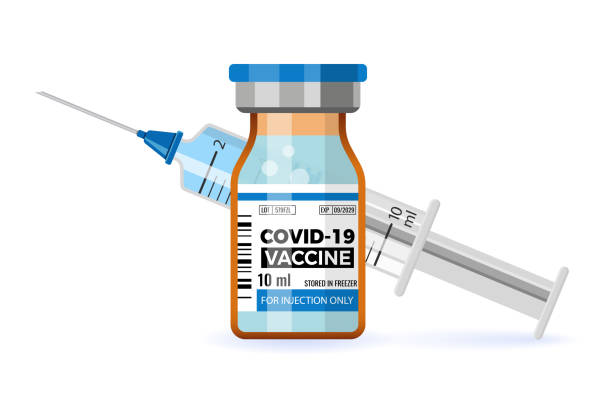 коронавирусная вакцина covid-19 и шприц - covid vaccine stock illustrations