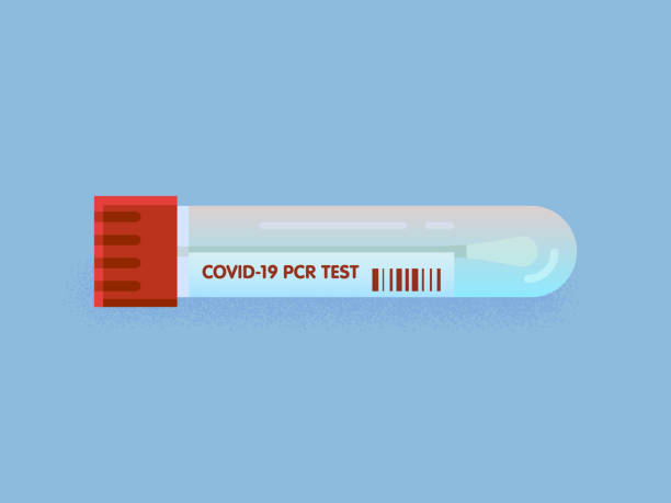 코비드-19 pcr 테스트 키트 플랫 벡터 일러스트레이션 - pcr 장치 stock illustrations