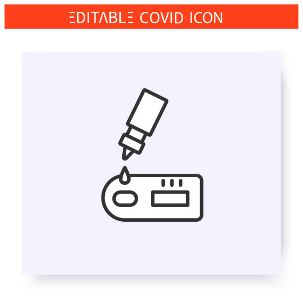 ikona linii szybkiego testu covid19 - at home covid test stock illustrations