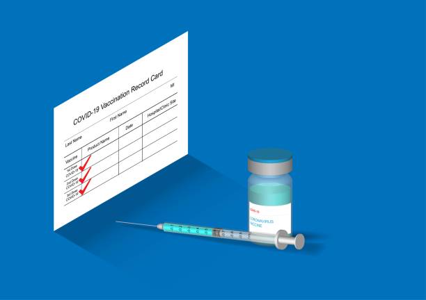 Covid-19 vaccine booster dose and immunization certificate vector art illustration