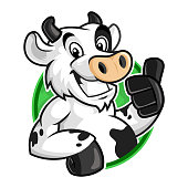 Cow mascot symbol, vector of cow character, cartoon style