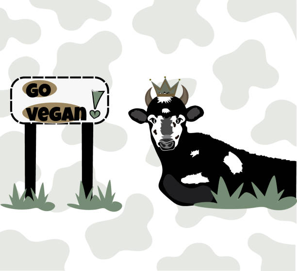 ilustrações, clipart, desenhos animados e ícones de vetor de vaca com conceito de veganismo obra de arte - gado brasil