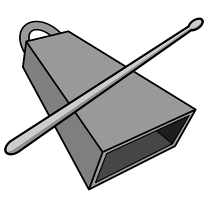 Cowbell and Drumstick Illustration