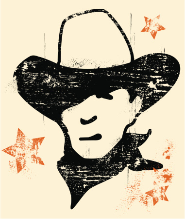Cowboy and stars, weathered