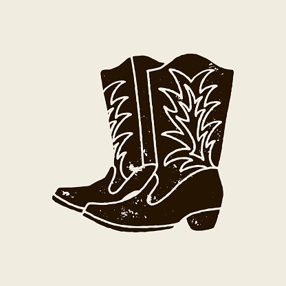 Cowboy Boots Silhouette In Retro Style Stock Illustration - Download ...