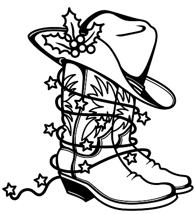 Cowboy Christmas Printable Cowboy Boots And Hat With Holiday Lights ...