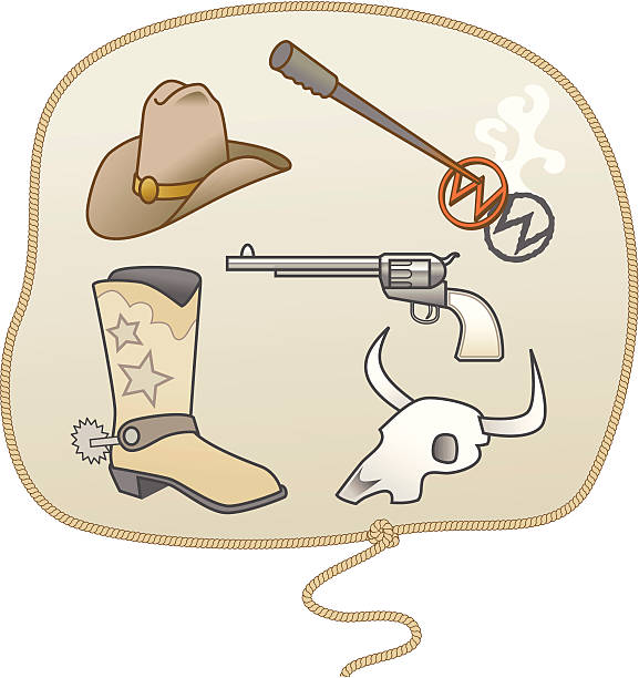 ilustraciones, imágenes clip art, dibujos animados e iconos de stock de cowboy elementos de - texas shooting