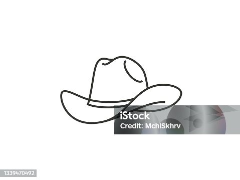 istock Cowboy hat line icon isolated on white 1339470492